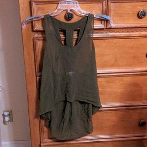 Sheer High low khaki Green top